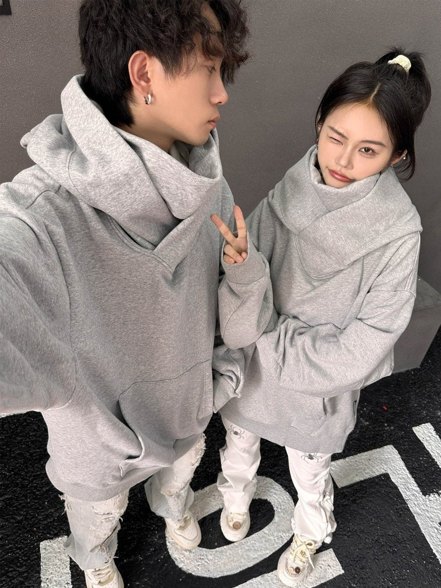 Loose High Collar Fleece Lined Hoodie - Structured DifferentlyLoose High Collar Fleece Lined HoodieRGZJ0KRLoose High Collar Fleece Lined Hoodie