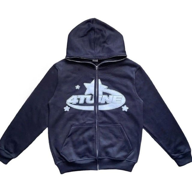 Star Printed Zip Up Hoodies - Structured DifferentlyStar Printed Zip Up Hoodies788597_HTHEHVMStar Printed Zip Up Hoodies