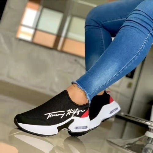 Casual Breathable Wedged Ladies Walking Sneakers For Flat Women Shoes - Structured Differently For Flat Women Shoes