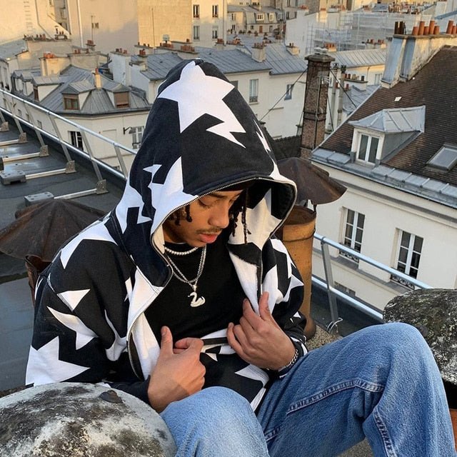Star Printed Zip Up Hoodies - Structured DifferentlyStar Printed Zip Up Hoodies788597_3H7PKR1Star Printed Zip Up Hoodies