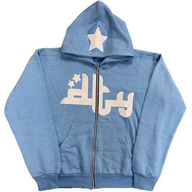Star Printed Zip Up Hoodies - Structured DifferentlyStar Printed Zip Up Hoodies788597_3UISCVCStar Printed Zip Up Hoodies