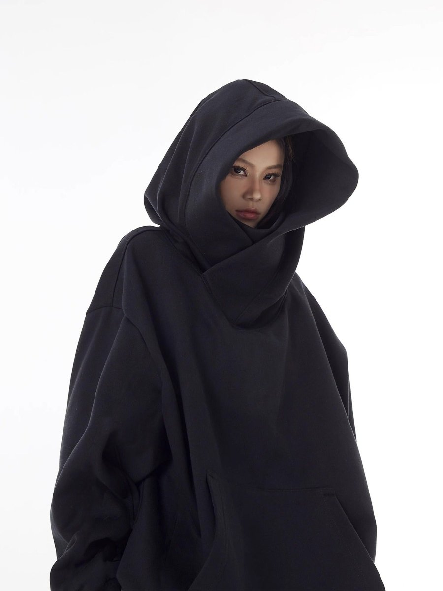 Loose High Collar Fleece Lined Hoodie - Structured DifferentlyLoose High Collar Fleece Lined HoodieRGZJ0KRLoose High Collar Fleece Lined Hoodie