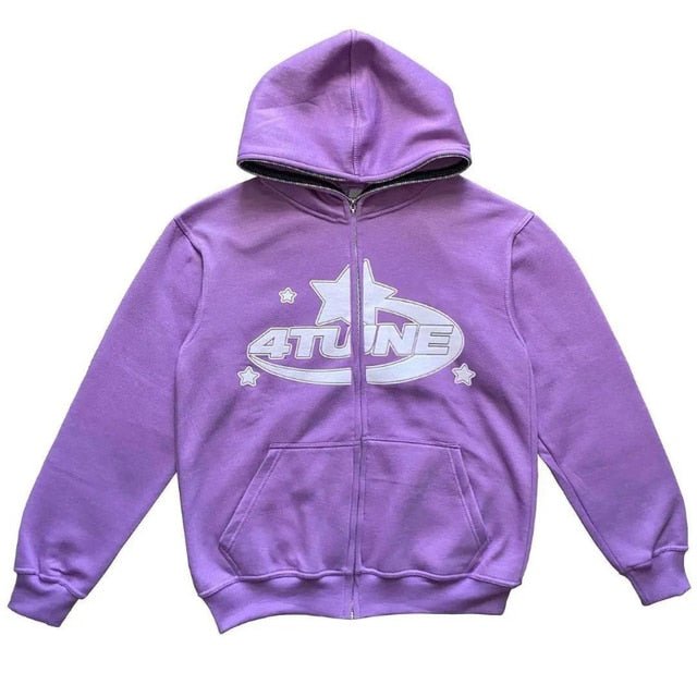 Star Printed Zip Up Hoodies - Structured DifferentlyStar Printed Zip Up Hoodies788597_ZVAZYRMStar Printed Zip Up Hoodies