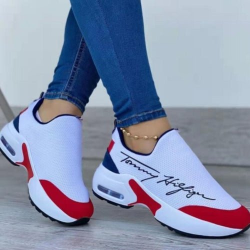 Casual Breathable Wedged Ladies Walking Sneakers For Flat Women Shoes - Structured Differently For Flat Women Shoes