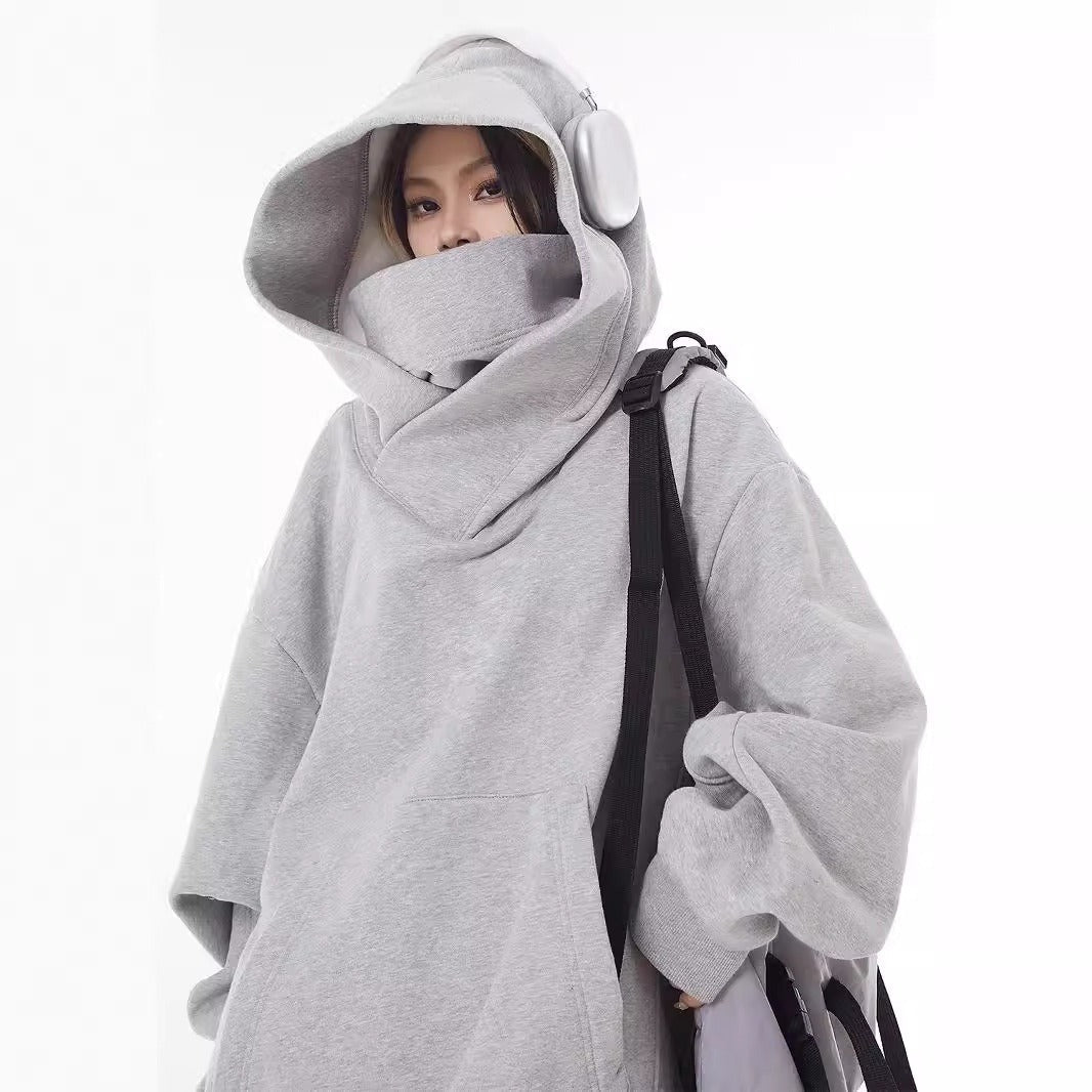 Loose High Collar Fleece Lined Hoodie - Structured DifferentlyLoose High Collar Fleece Lined HoodieRGZJ0KRLoose High Collar Fleece Lined Hoodie
