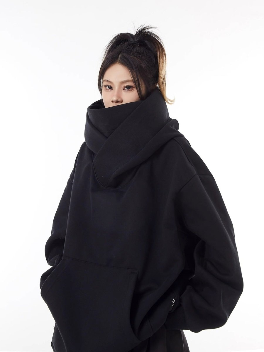 Loose High Collar Fleece Lined Hoodie - Structured DifferentlyLoose High Collar Fleece Lined HoodieNOV0W7ULoose High Collar Fleece Lined Hoodie