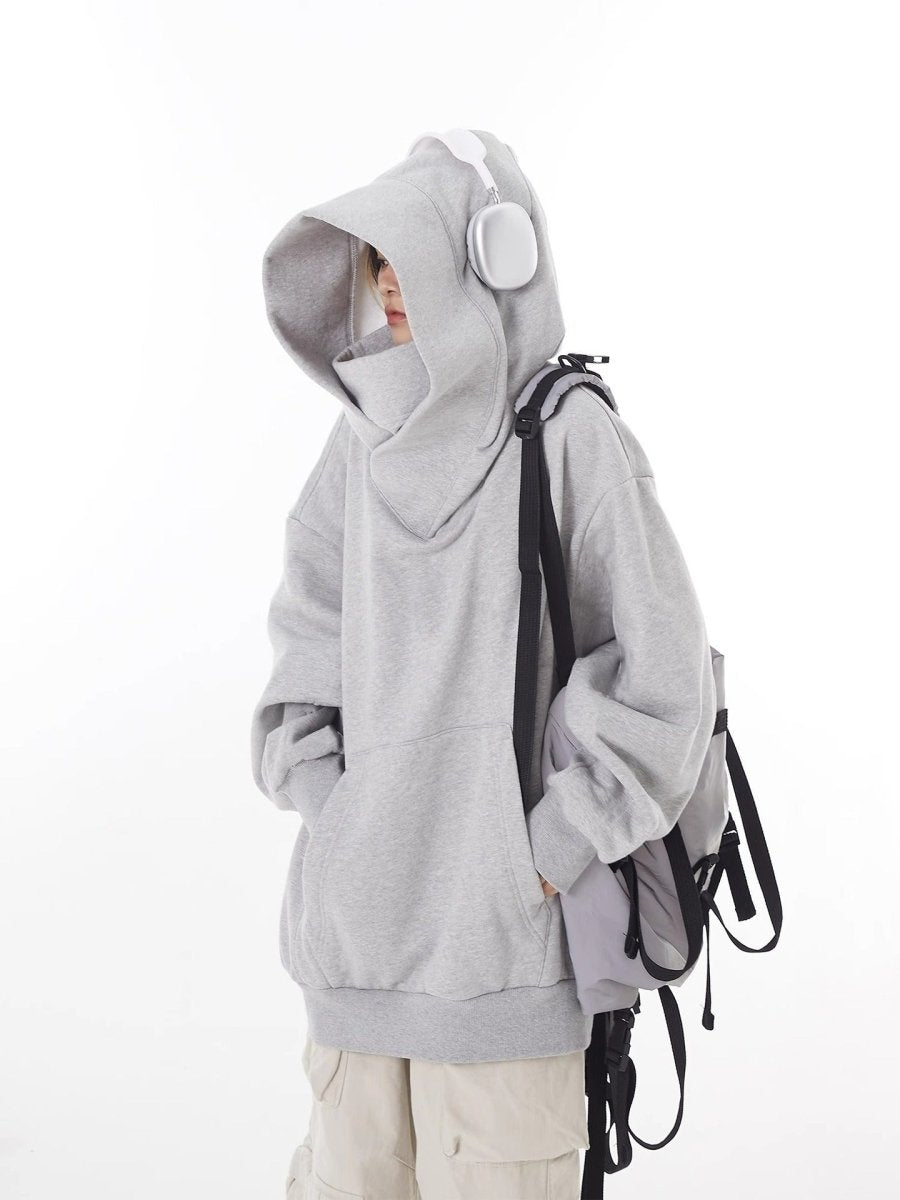 Loose High Collar Fleece Lined Hoodie - Structured DifferentlyLoose High Collar Fleece Lined HoodieRGZJ0KRLoose High Collar Fleece Lined Hoodie