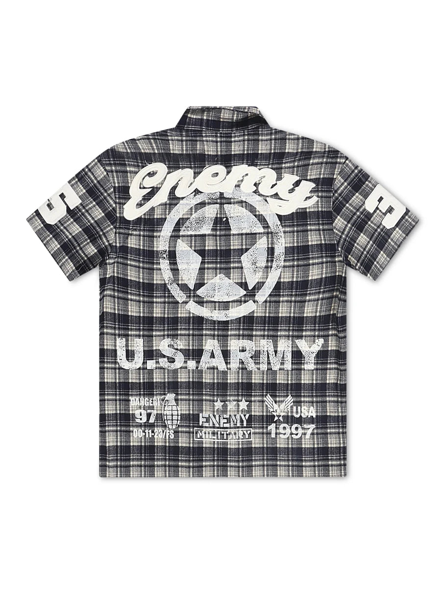 N.M.E NYC No Mercy Flannel Overshirt - Blue - Structured DifferentlyN.M.E NYC No Mercy Flannel Overshirt - BlueLong SleevesNME-FLA547454121216N.M.E NYC No Mercy Flannel Overshirt - Blue